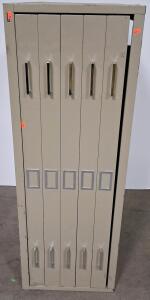 5-Compartment Horizontal File Cabinet, Metal, Beige
