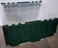 Assorted Plastic Storage Totes &ndash; Set of 5+, Stackable, Blue/Gray/Green - 4