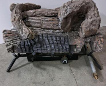 Vented Gas Log Fireplace Insert, Manual Control, Ceramic Logs, Burner Assembly, Natural Gas/LP