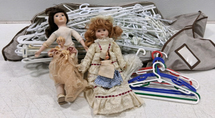 Hangers and Porcelain Collector Dolls