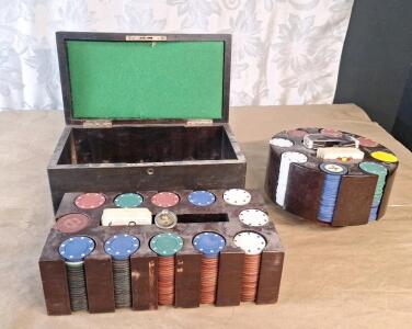 Lot Of Assorted Vintage Poker Chips W/ Playing Cards