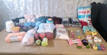 Huge Lot Of Assorted Yarn & Knitting / Crocheting Supplies