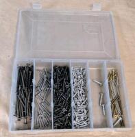 (5) Small Part Organizers W/ Assorted Rivets & Wood Screws - 6