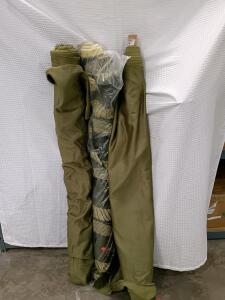 (2)Heavy-Duty Olive Drab Canvas Fabric Rolls, 60" Width, 18 oz/sq yd
