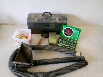 Vintage JCPenney Metal Toolbox with Westline Socket Set and Accessories