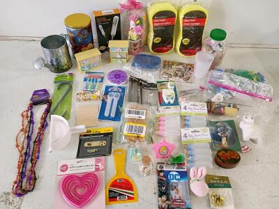 Assorted Household, Craft, and Utility Lot: Baking, Tools, Party Favors, 35+ Items, Mixed Brands