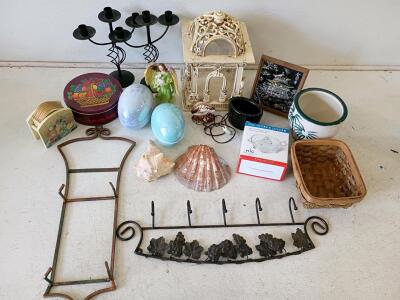 Lot of Assorted Vintage & Decorative Household Items &ndash; Metal, Ceramic, Shell, Artwork, More