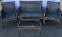 Gray 4-Piece Patio Rattan Conversation Set &ndash; Loveseat, 2 Armchairs, Coffee Table Frame
