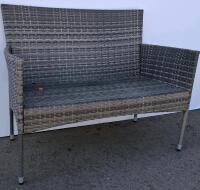 Gray 4-Piece Patio Rattan Conversation Set &ndash; Loveseat, 2 Armchairs, Coffee Table Frame - 3