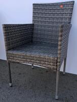 Gray 4-Piece Patio Rattan Conversation Set &ndash; Loveseat, 2 Armchairs, Coffee Table Frame - 11