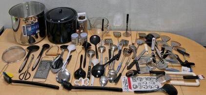 40+ Piece Kitchen Tool Lot with Tramontina 22 Qt Stock Pot, Utensils, Candy Molds, & More