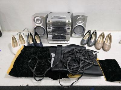 Working GPX HM3817DT Compact Disc Home Music System with Detachable Speakers, Craft Material, and Shoes