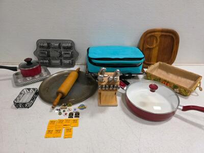 Large Kitchenware Lot &ndash; Anchor Casserole Carrier, Cookware, Bakeware, Knives, Pans, & Accessories