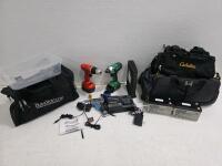 Working ChannelLock 3.6v Screwdriver, Hitachi Impact Driver, C3000A Router, 2 UltraTech 12V Batteries, Tool Lot