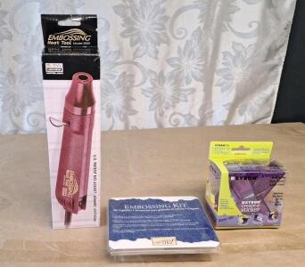 (1) Marvy Uchida Embossing Heat Tool, Model 2500, (1) Stampin' Up! Embossing Kit & (1) XYRON 1.5" Create-A-Sticker Maker