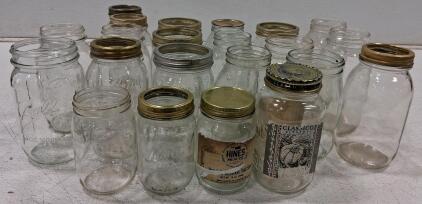 22 Assorted Glass Mason Jars with Lids Ball, Kerr, Classico &ndash; Pint & Quart Size, Mixed Lot
