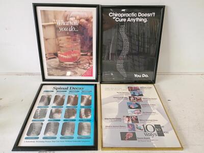 Set of 4 Vintage Framed Chiropractic Posters &ndash; Patient Media, Brican &ndash; Office Wall Art 18"x24"