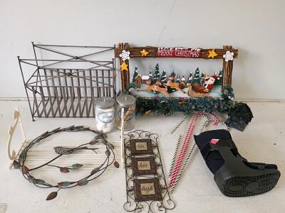 Tall Medical Walking Boot with Rocker Sole and Velcro Straps, Metal Home Decor, and Christmas Decorations
