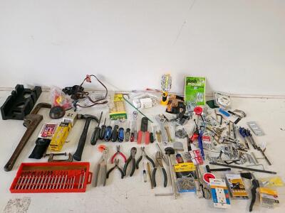 Comprehensive Mixed Lot of Hand Tools & Hardware &ndash; 100+ Pieces, Includes Husky Hammer, Drill Bits, Fasteners