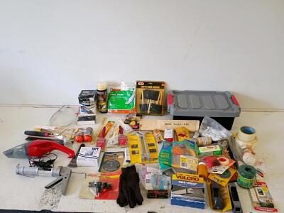 Large Mixed Lot Hand Tools, Workshop & Home Improvement Supplies, Stanley, Dremel, Skil, Storage Bin