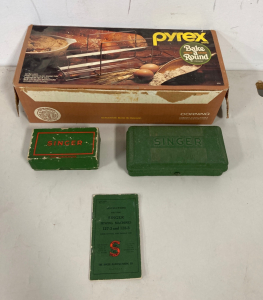 Pyrex Bake And Roll And Singer Sewing Machine