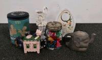Vintage Jewelry Box, Hershey&rsquo;s Tin, Ceramic Figurines, Animal Creamers & Wizard Figures, 15 Pc Lot (XB) - 3