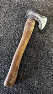 Vintage Hand Axe Hatchet, Wood Handle, Steel Head, 14" Overall Length, Edge Guard Included