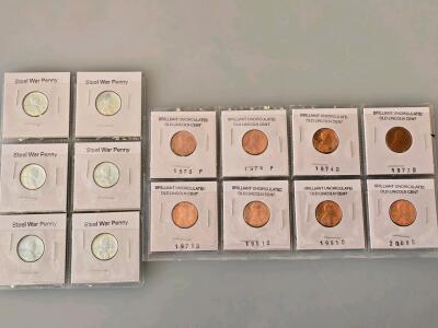 Set Of Uncirculated Lincoln Cents Including 1943 Steel Pennies, 1970&ndash;2008 Mint Marks
