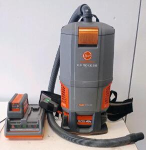 Hoover CH93406 Commercial Cordless Backpack Vacuum, 40V, 6 Qt, Dual Batteries, HEPA