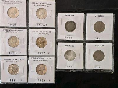 Liberty Head V-Nickel Set (1901, 1907, 1911, 1912) & Jefferson Nickels (1960&ndash;1988 P/D Uncirculated)