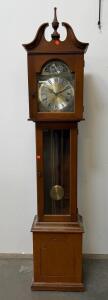 Tempus Fugit Grandfather Clock, Chain-Driven Pendulum, 1970s-80s, COL INC-10 197225