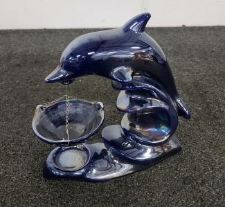 Marex Blue Iridescent Ceramic Dolphin Oil Tea Light Warmer