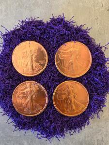 4 x 1 Oz .999 Fine Copper Rounds &ndash; Walking Liberty American Eagle Design, Private Mint