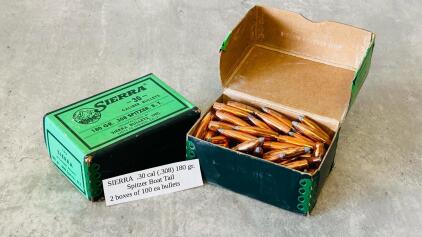 Sierra .30 Cal (.308) 180Gr Spitzer Boat Tail Bullets, 2 Boxes (200 Count), Original Packaging
