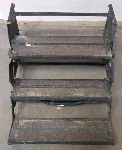 Manual 3-Step Steel RV Entry Steps, Approx. 27" Wide, Anti-Slip Surface, Side Mount