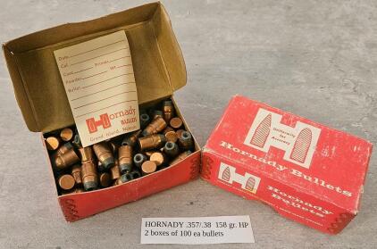 Hornady .38/.357 Cal 158 Gr Hollow Point Pistol Bullets, 2 Boxes Of 100 Reloading Projectiles