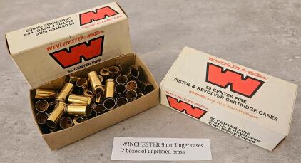 Winchester-Western UW9LP 9MM Luger Unprimed Brass Cases, 100 Count