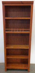 5-Shelf Oak Finish Bookcase, Built-in File Divider, Model 2282-4302-75, Made in USA