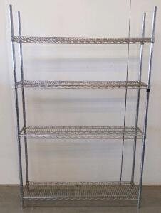 Chrome Wire Shelving Unit, 4 Shelves, 48" W x 18" D x 74" H, 800 lbs Capacity Per Shelf