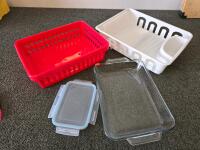 Kitchen Essentials Lot: Farberware Knife Set, Dish Rack, Cutting Boards, Containers, Pans, More - 2