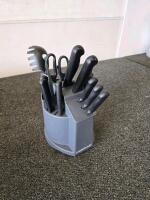 Kitchen Essentials Lot: Farberware Knife Set, Dish Rack, Cutting Boards, Containers, Pans, More - 6