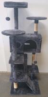 2 Cat Trees &ndash; Large Dark Grey Multi-Level Condo & Modern Natural Wicker Cat Tower - 2