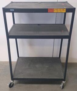 Bretford Model E AV Utility Cart, 3 Shelves, Black