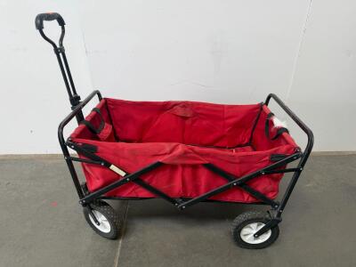Red Collapsible Utility Wagon With Steel Frame And 150 lb Capacity