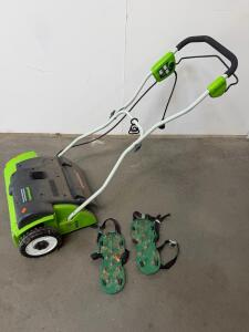 Greenworks 27022 14-Inch 10A Electric Dethatcher With Aerator San64 3d Dals, 3700 RPM, Corded, S/N GWA21J110 111121