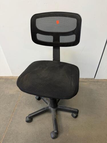 Black Mesh Back Armless Office Task Chair, Pneumatic Adjustable Height, 5-Star Rolling Base