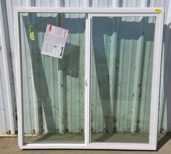 Hy-Lite V250 Series 59"x59" White Vinyl Sliding Patio Door, Dual-Pane Argon, Screen Included