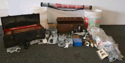 Mixed Electrical Hardware Lot 2 Toolboxes, , Buckets & Fittings, Umbrella