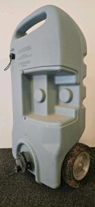 15 Gallon Portable RV Waste Holding Tank, Heavy Duty Polyethylene, Large Wheels, Molded Handle