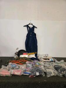 Massive Mixed Lot: Tools, Hardware, Padlocks, Extension Cord(Tested), Adhesives, Overalls, Electrical Supplies (Shelf D)